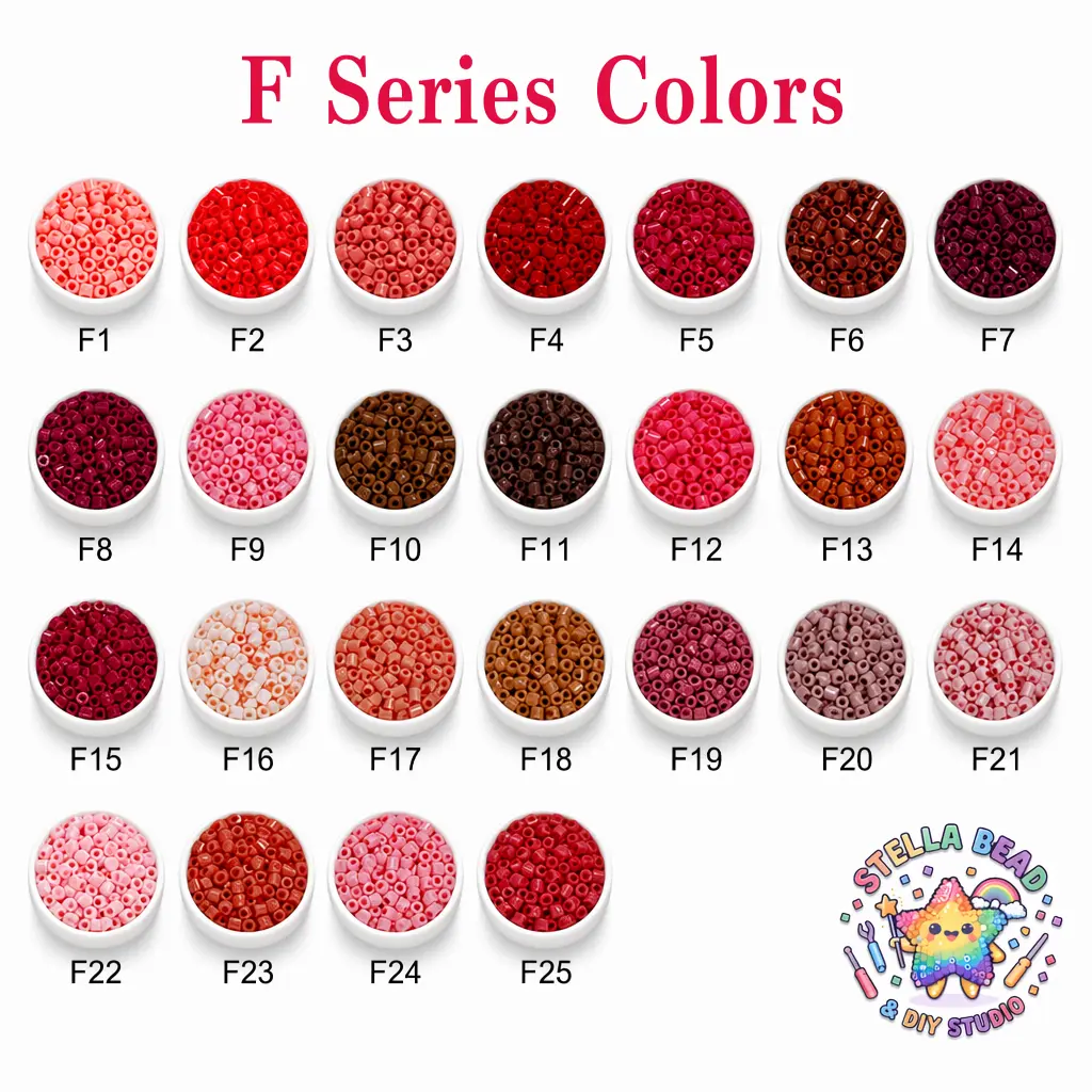 Stellabead 2.6mm Fuse Beads F Series Cherry Red Colors Refill Pack - 1000/4000/10,000 Beads Per Color, 25 Color Options for DIY Crafts & Pixel Art Projects