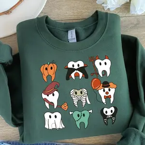 Spooky Halloween Dentist Shirt, Dental Halloween Shirts, Matching Halloween Dental Shirts, Dental Hygiene Sweatshirts, Dental Office Tshirt 8NL