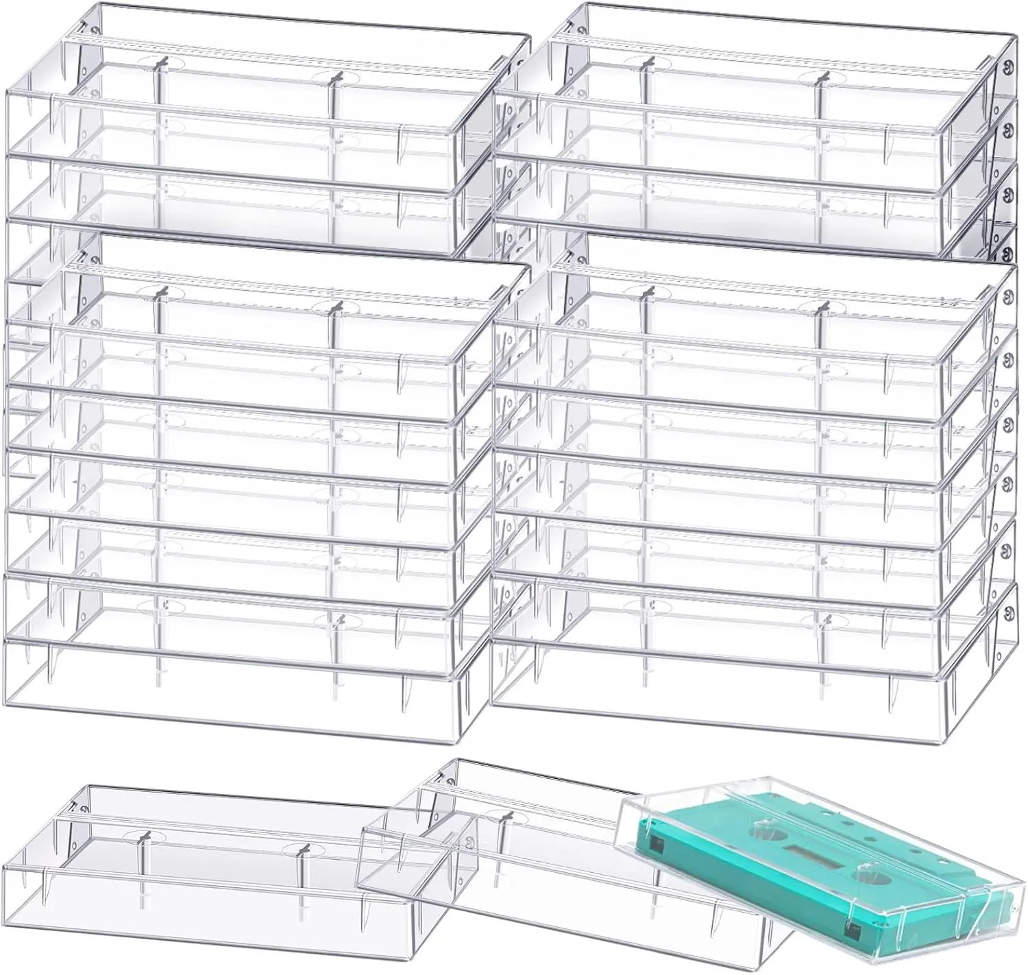 30 Pcs Audio Cassette Storage Cases Plastic Cassette Tape Cases Blank Voice Recording Cassette Tape Holder Clear Music Casette Box Organizer Audio Cassette Storage Products for Art Collection