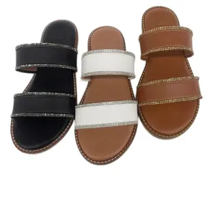 WOMENS DOUBLE BAND RHINESTONE SLIDE BETTO-06 WOMENS DOUBLE BAND RHINESTONE SLIDE BETTO-06