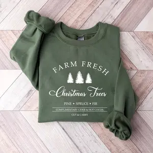 Farm Fresh Christmas Trees Sweatshirt and Tshirt, Pine Spruce Fir, Christmas Gift Ideas, Holiday Shirt, Womens Christmas Shirt
