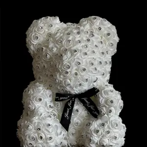 Exclusive Diamond Rose Bear White