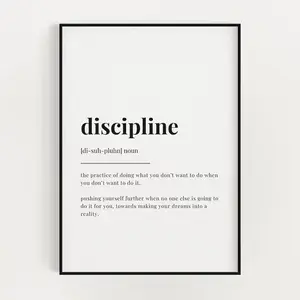 Discipline Definition Print, Discipline Definition Poster No Frame, Home Decor, Wall Art(Note: Frame shown for display only) wall decor