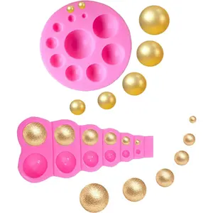 3D Fondant Mold 2pcs Semi Sphere Ball Silicone Chocolate Mold Lollipop Mold Dome Round Silicone Mould Mini Half Ball Cake Decoration Mold