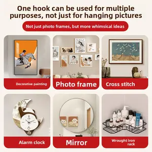 No-drill stainless steel picture hanging hook, special photo hanging nail, wall-mounted picture frame hook, traceless nail