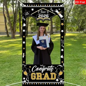 2D Flat Banner Door Cover 1pc, Graduation Season Cutout Background Banner, Photography Props, Photo Booth Decor, Party Decoration, Grad Party Decorations