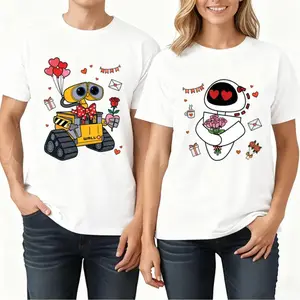 [100% Cotton] Walle And Eve Matching T-Shirt, Robots Couple Shirt, Valentines Day Shirt, Couple Valentine Shirt, Valentine Gift, Gift For Couple