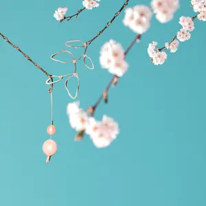 Copper and Pearl Leaf Inspired Necklace