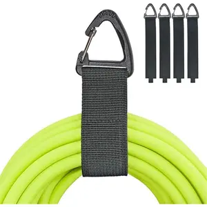 Garage Extension Cord Holder Organizer 4 Pack Hanger for 16-Inch Nylon Storage Straps with Triangle Buckle, Ideal for Garage Organization and Storage Metal, Steel, Hangable.
