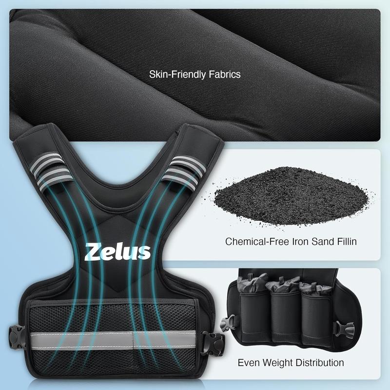 【Holiday Haul】ZELUS Weighted Vests, 4-10lbs/11-20lbs/20-32lbs Adjustable Workout Weighted Vest with 6 Ironsand Weights for Men&Women: Motivational Walking, Running,Rucking,Strength Training