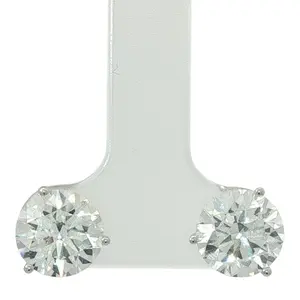 4CT Round LAB Diamond Stud Earrings | 14K White Gold