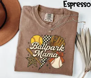 Comfort Colors® Ballpark Mama T-Shirt - Baseball Mom Graphic Tee - Softball Mama Game Day Apparel - Mother's Day Gift for Sports Loving Moms - Premium Quality Fan Shirt