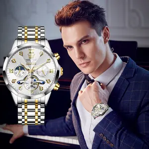 Steel Band Men's Waterproof Watch - Luxury Automatic Wristwatch with Power Reserve Display Gift for Him