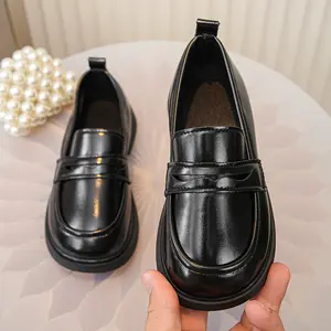 Kids Classic Glossy Black Loafers    Slip-On Easy-On |       Cushioned TPR Sole |       School/Parties/Weddings |       Unisex (Boys & Girls)