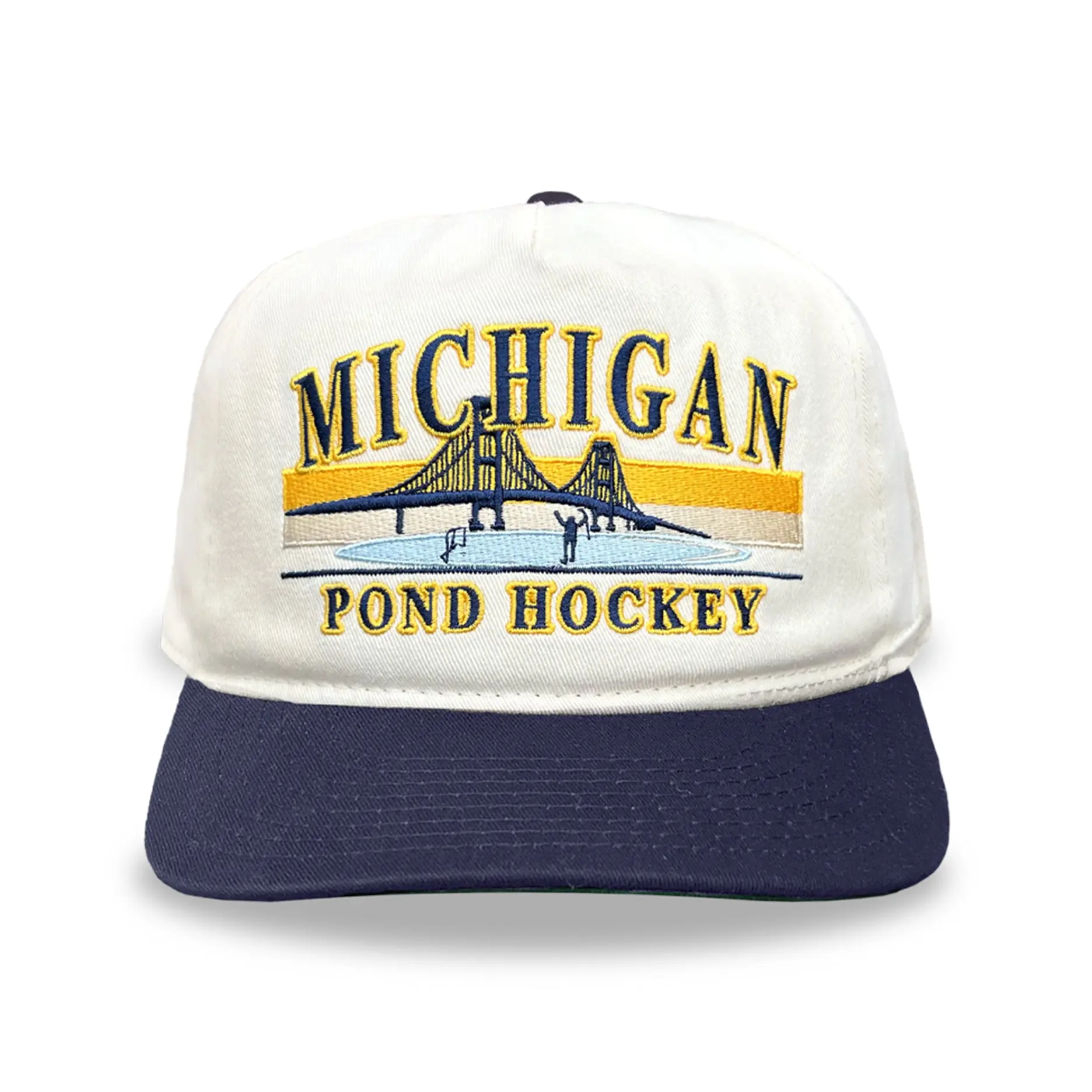 Michigan Pond Hockey Snapback: Cream