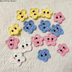 Creative Handmade Crocheted Yarn Accessories: Colorful Little Stars and Cute Floral Embellishments for Clothing