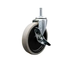 212 MAIN Cambro Utility Cart Replacement Caster - 5 in. Swivel Caster with Brake, Thermoplastic Wheel, Grip Ring, Side Lock (Model CAM-SCC-GR05S510-TPRS-SLB-716138)