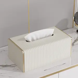 PU Leather Napkin Holder Stand, Rectangular Paper Towel Box, Decorative Storage Organizer for Bathroom Vanity, Bedside Table, Home Office, Tissue Holder, Tissue Dispenser