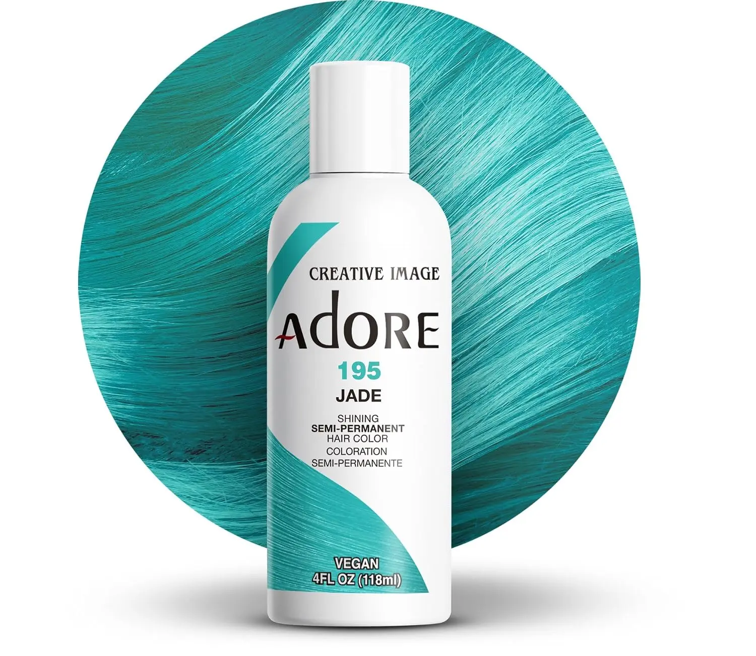 Adore Semi Permanent Hair Color, 195 Jade, 4 Fl Oz | Vegan & Cruelty-Free Green Hair Dye | No Ammonia, No Peroxide, No Alcohol