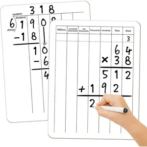 Math Manipulatives White Board for Students - Small White Board Dry Erase - Ideal for Classroom and  Use - Long Division Double-Sided Dry Erase Board - 9x12 Inches