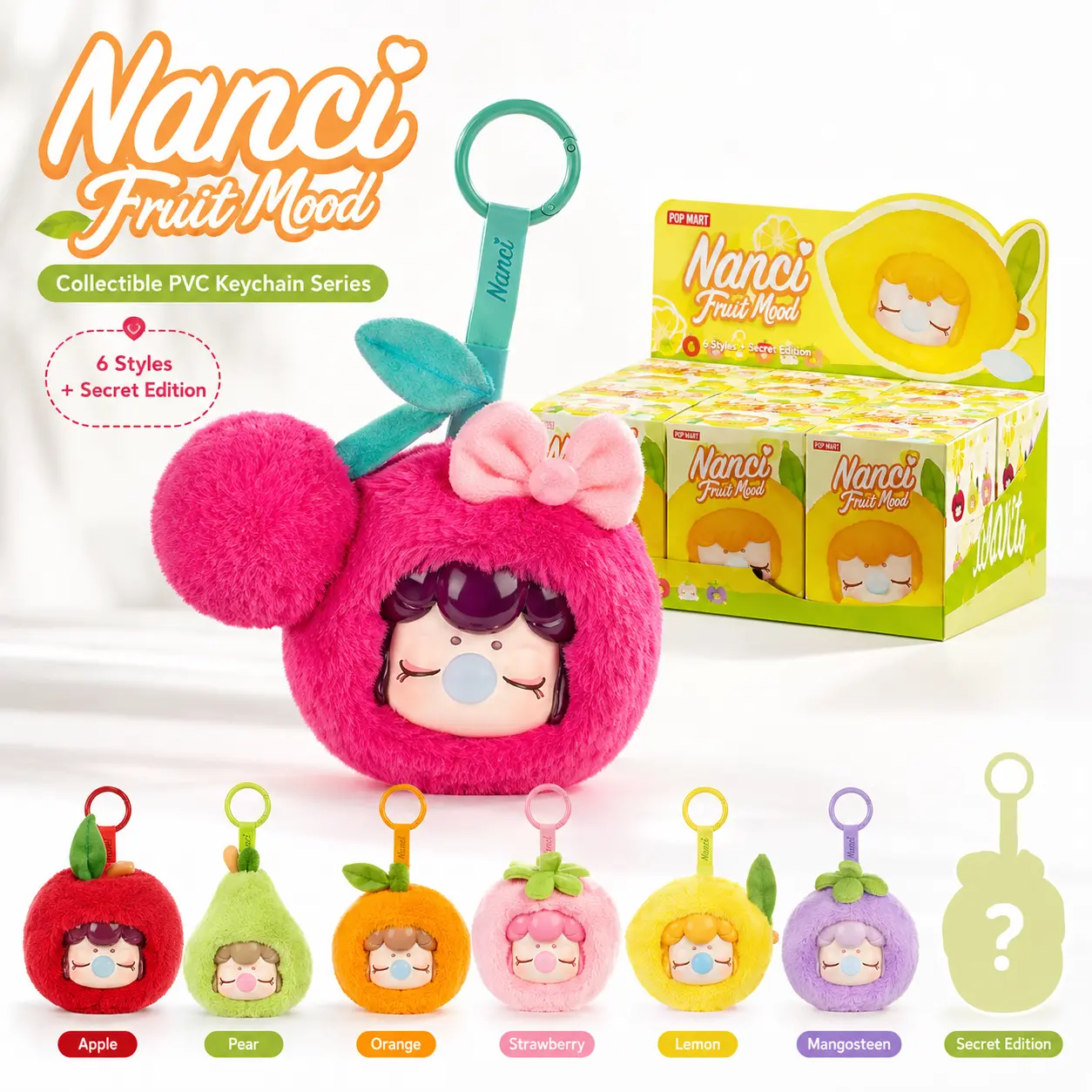 【Rolife】Nanci Fruit Mood Series Blind Box Plush Doll - 1PC Random Cute Design, Unique Closed-Eye Design, Closed-Eye Face, New Release Bag Hanging Collectible Toy for Birthday, Relaxing Gifting Cupid