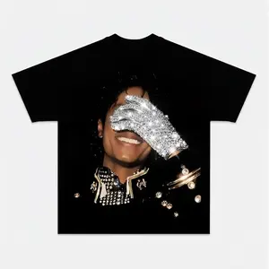 Men's Short-Sleeve Sports T-Shirt - Michael Jackson Glove Graphic, 90s Streetwear, Black Casual Summer Outfit, Guy's Gift