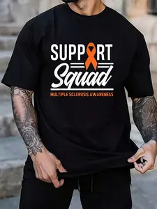 MS Warrior MS Support Multiple Sclerosis Awareness T T Shirt Women's Men's Black Vacation Crew Neck Short Sleeve Classic Fit Holiday T T Shirt Summer Tee Breathable Sweat Wicking and Soft Suitable for Daily Commutes Lounging at Home and Casual