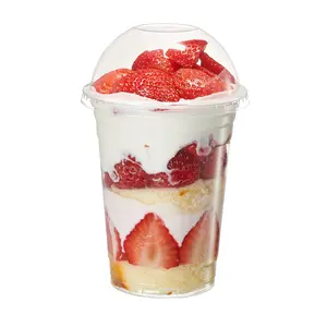 [16 oz. - 50 Count Clear Plastic Cups With Dome Lids (No Hole), Fruit Cups with Lids for Party - Perfect for Smoothies, Milkshakes, and To-Go Beverages