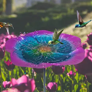 1pc, High Bird Bathtub, Suitable for Outdoor Use, Metal Bird Bath, Bird Feeder with Metal Stake, Bird Supplies Garden Decoration