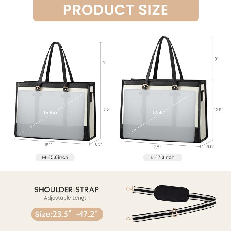 【Valentine's Day Gift】LOVEVOOK Laptop Tote Bag with Clutch Purse, Canvas Computer Bag Office Briefcase, Casual Handbag for Travel, Crossbody for College, Teacher, School TikTokShopJumpstartSale