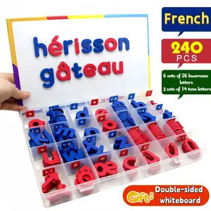 Magnetic French Alphabet Learning Set for Toddlers, Preschool Alphabet Tool, 240 Magnetic Letters, Includes Whiteboards, Storage Box, Home Education Kit