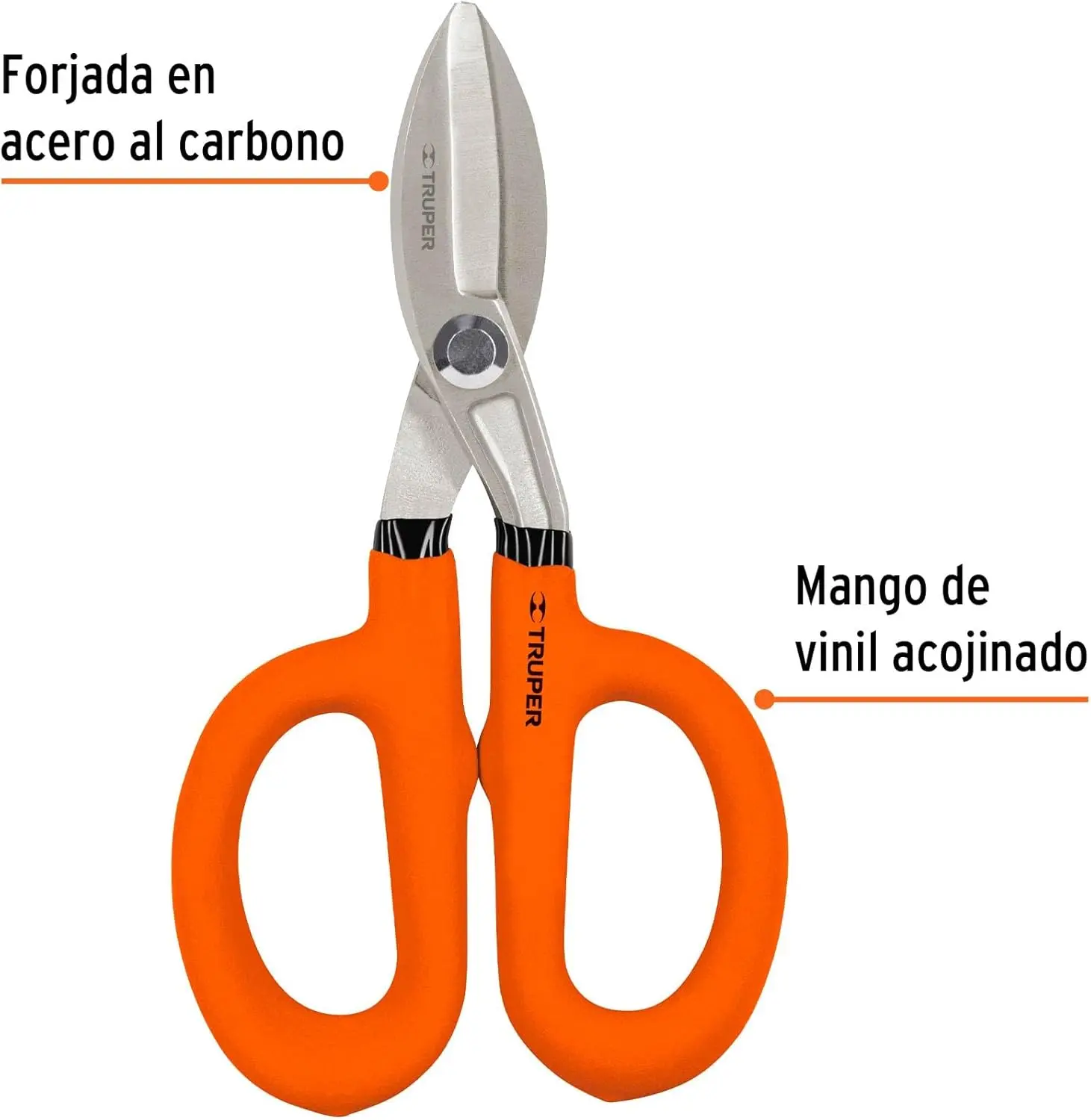 Truper Scissors Hojalatero 7' Gamefowl Tijeras Durable & Precision Tool for Gamefowl Care with Carbon Steel Construction and Vinyl Cushioned Handle