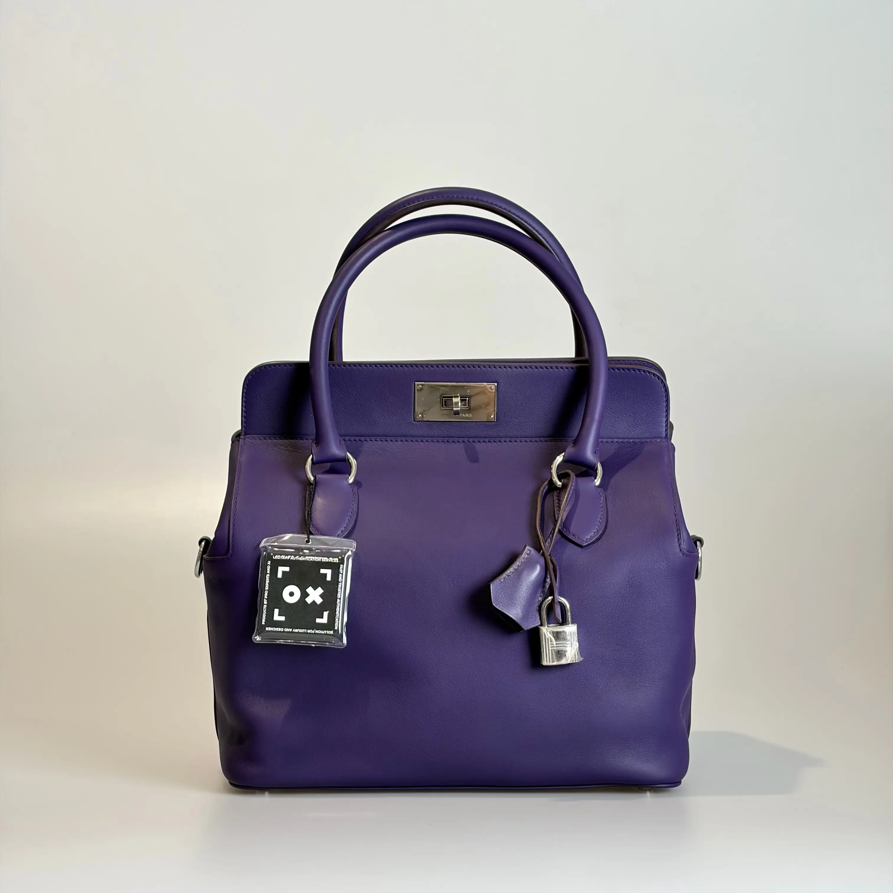 Pre-owned HERMÈS Swift Top Handle Bag Toolbox 26 Ultraviolet Silver Tone Hardware 64212698 Sold As Is / Final Sale