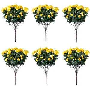 6Pcs/Set Artificial Camellia Flowers,Fake Silk Camellia Flower Bouquet,UV Resistant Faux Flowers Plants for Outdoor Planters Front Porch Balcony Garden Yard Home Decor,New Year Gifts,Hand Tools Kits