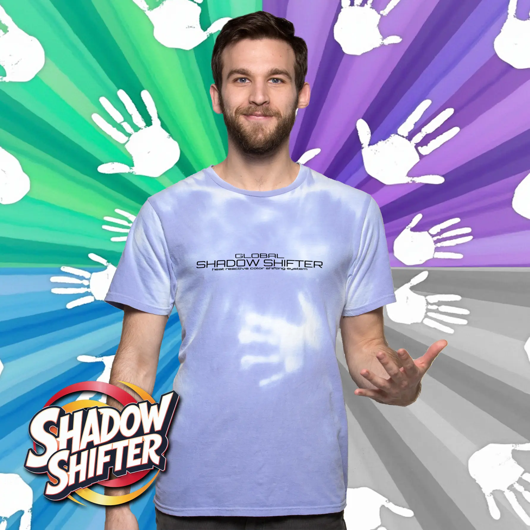shadows カラフルグラフィックTシャツ L Shadow Shifter Color Changing Adult Short Sleeve T-Shirts Made in
