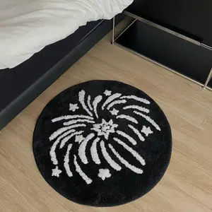 Black Night Fireworks Art Deco Non-Slip Indoor Rug halloween rug Tufted Weaving Modern Style unique rugs
