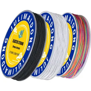 3 Rolls 1.0 mm 495 Feet Rainbow/White/Black Elastic Stretchy Bead Cord for Bracelets Necklaces Jewelry Making Beading and Crafts