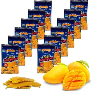 Philippine Brand Dried Mangoes Fruit Snacks- All Naturally Gluten Free, Vegan, Hand-Selected Delicious Fresh Mangos from Philippines, Grab and Go Perfect for Office & School Food (.7oz (12 pack))
