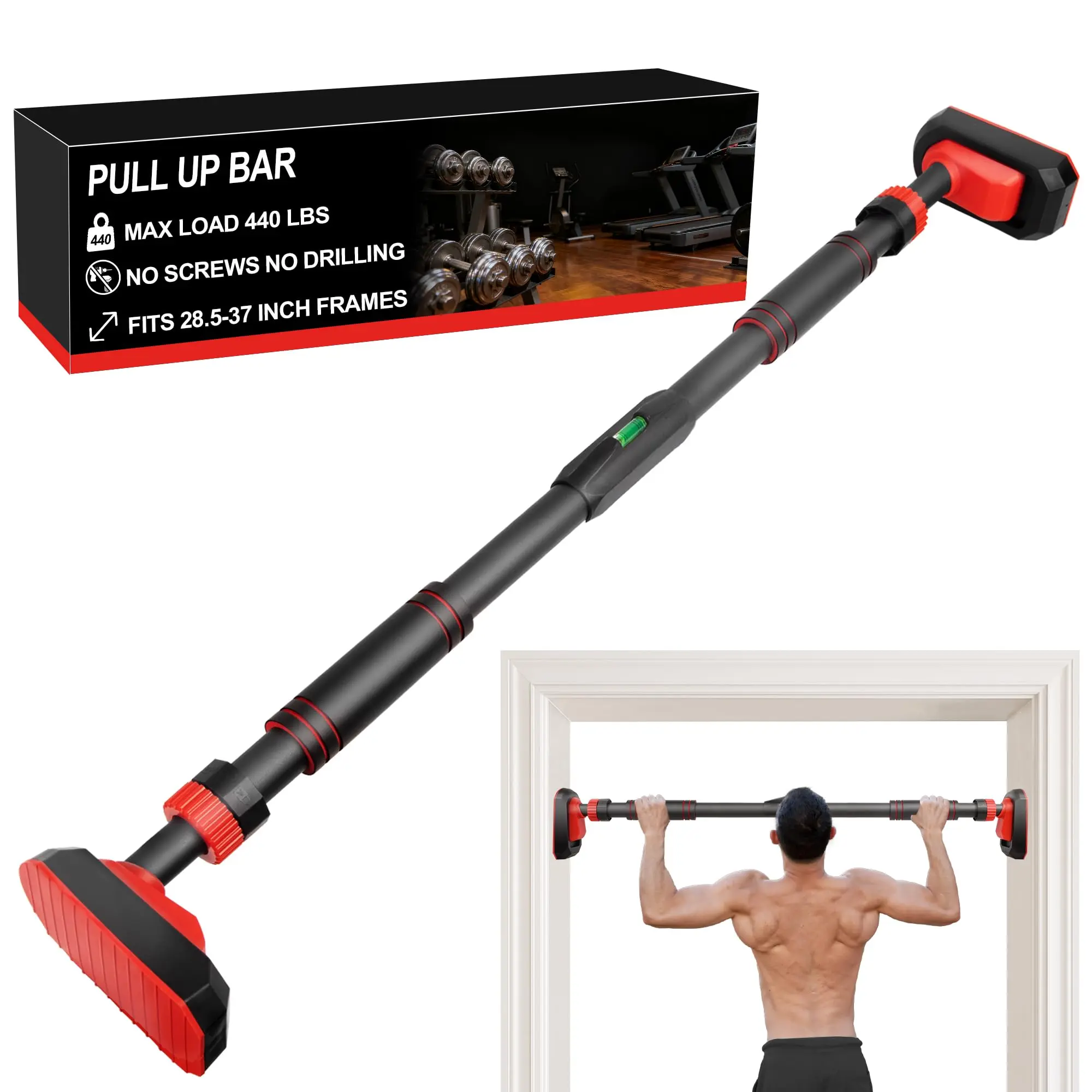 Pull Up Bar for Doorway, Heavy Duty Chin Up Station for Home Gym, Multi-Grip or Adjustable Door Frame Exercise Equipment for Upper Body Strength Training