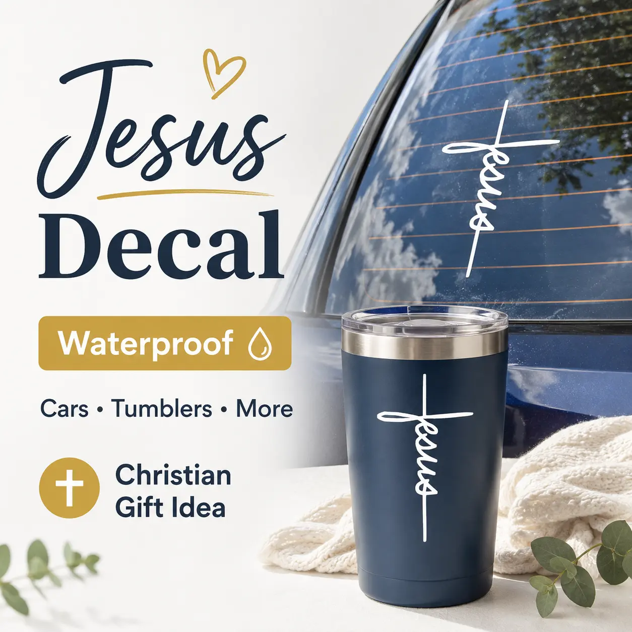 Christian Vinyl Decal for Car Windows, Tumblers & Laptops | Faith-Based Sticker, Weather Resistant, Easy to Apply, Multiple Styles