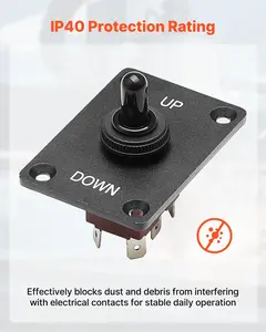 6 Pin Momentary Polarity Reversing Toggle Switch (ON)-Off-(ON) DC 12V/30A AC 250V/15A Up Down Mounting Panel Waterproof Boot Cap for Automotive Marine Boat
