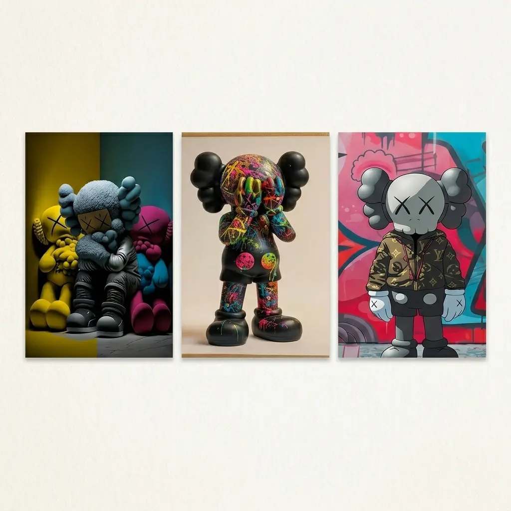 Graffiti KAW Figure Poster Set of 3 Printable KAW Wall Prints Minimalist Hypebeast Room DecorCool Wall Art Set Kaw Toys #146 Art Wall Decoration Colorful Designs Streetwear Wall Art