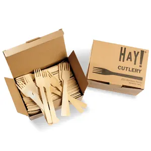 Compostable & Disposable Forks | Unwrapped Bamboo Cutlery By HAY! Straws | 1500 Pieces of wooden cutlery