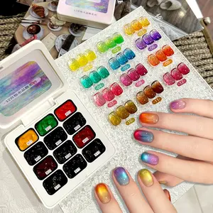 MORDDA12 Nail Art Grid System — Jelly Series, 2026 New Trendy Press-On Gel Nail Set with High Saturation Colors, Fashionable LED Nail Display, A Must-Have for Home Manicure, Long-Lasting Colorfast Formula