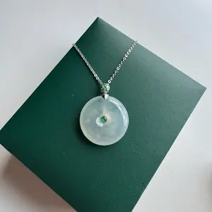 Icy Jadeite Jade Peace Donut Pendant RARE