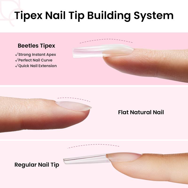 Beetles Tipex Instant Apex Nail Tips Thick Acrylic Nail Set for Flat Nails Manicure Stiletto Square Almond Coffin Nail Tips Nail Art DIY Gift for Women
