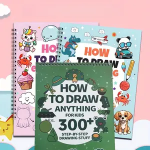 3-Book Drawing Set, 900 Adorable Drawings, Perfect Gift for Art Enthusiasts & Beginners, Includes Animal, Food, Gifts & More