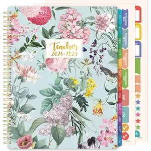 Teacher Planner 2026-2027 Weekly and Monthly Academic Year Lesson Plan Book with Colorful Tabs, July 2026 - June 2027, 8.3" x 11", Twin-Wire Binding, Floral Updated Version