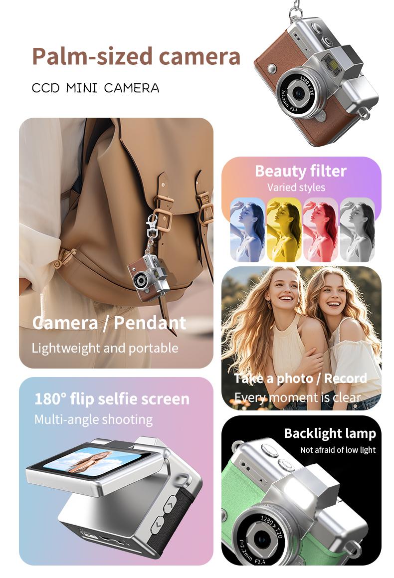 Mini Digital Camera with 1.47 in LCD Screen 1080P Feel of Old 90s Photographs, Keychain Size, Birthday Gifts,Christmas Gifts