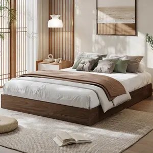 Wood Platform Bed Frame Full Queen King Size, Wooden Bed Frame Without Headboard, Wood Slat Support,No Box Spring Needed, Easy Assembly